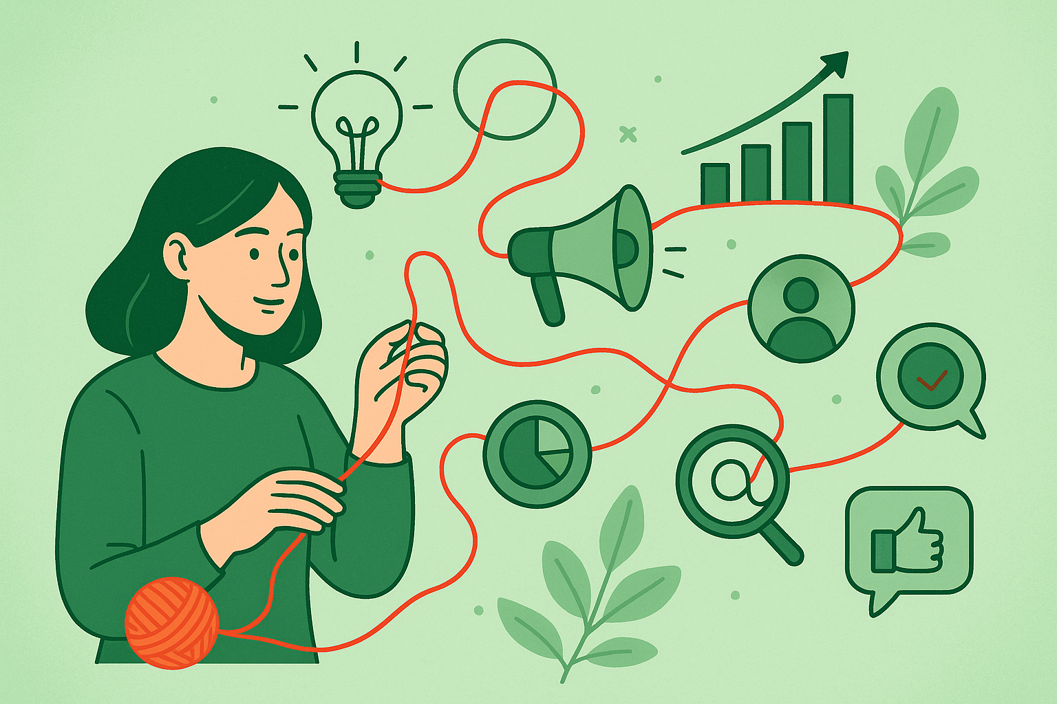 read thread in marketing illustration no text green colours apart from the read thread-1