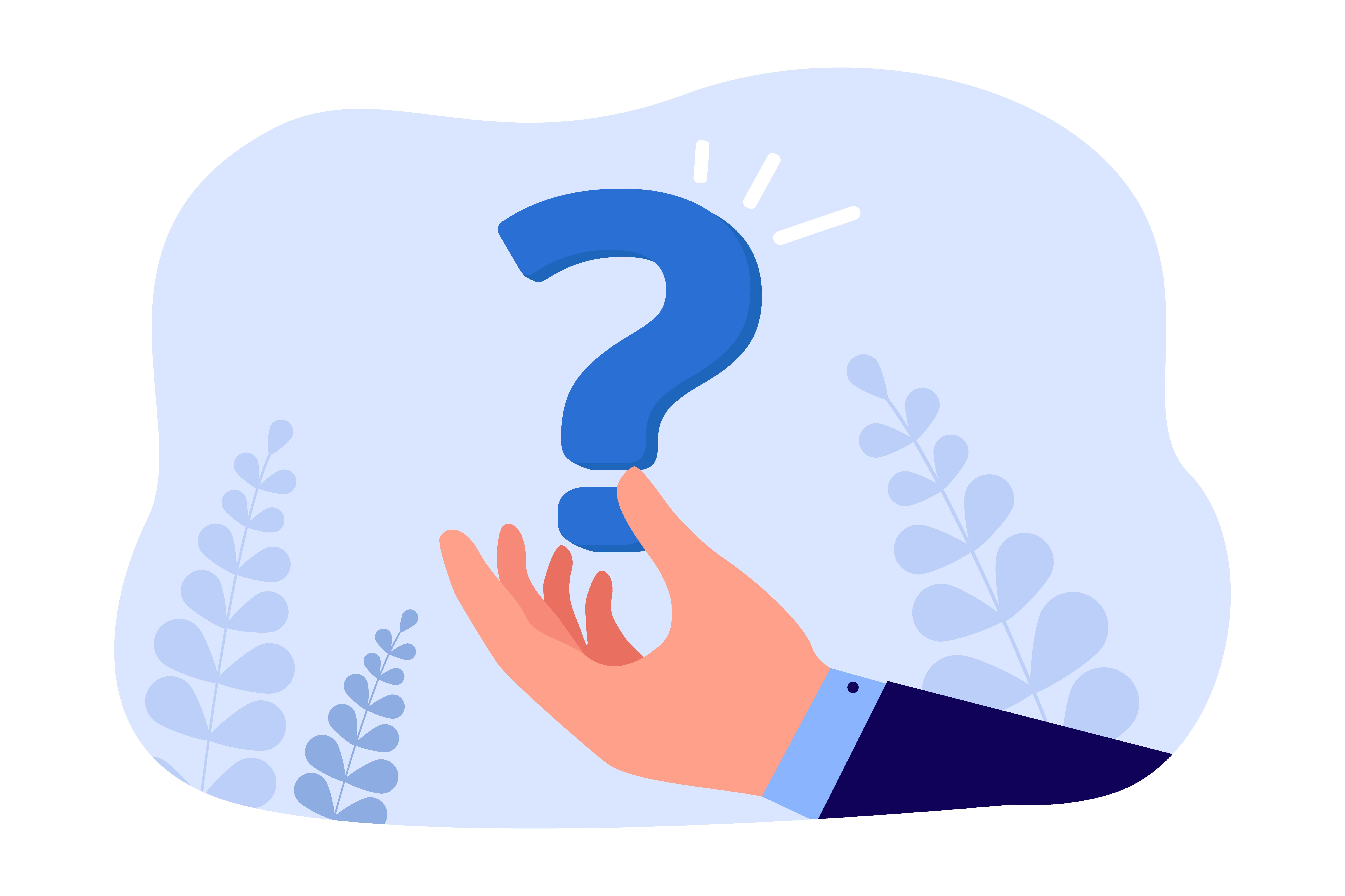 Businessmans hand holding question mark