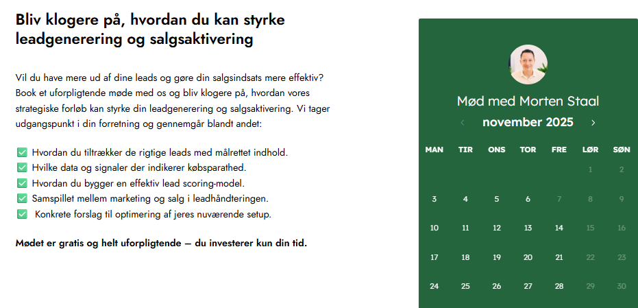 Eksempel på mødebooking