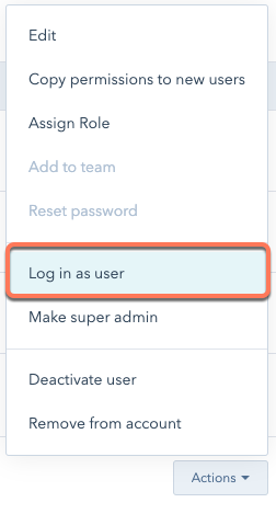 Log in as user