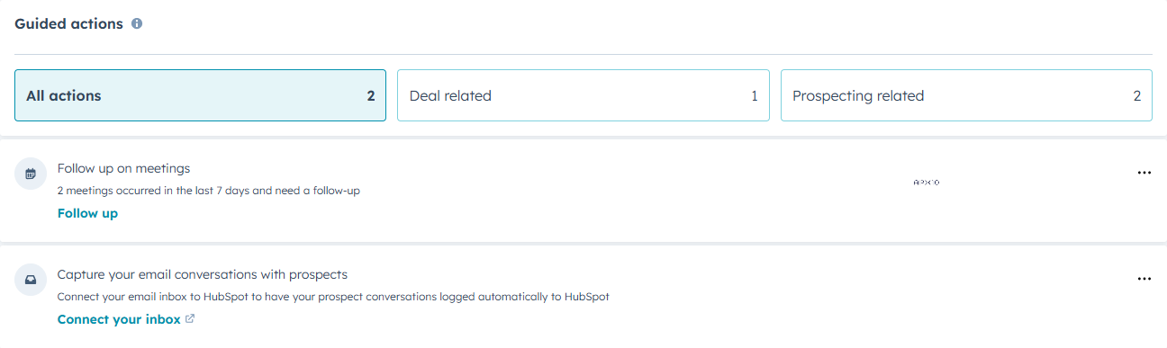 HubSpot guided actions