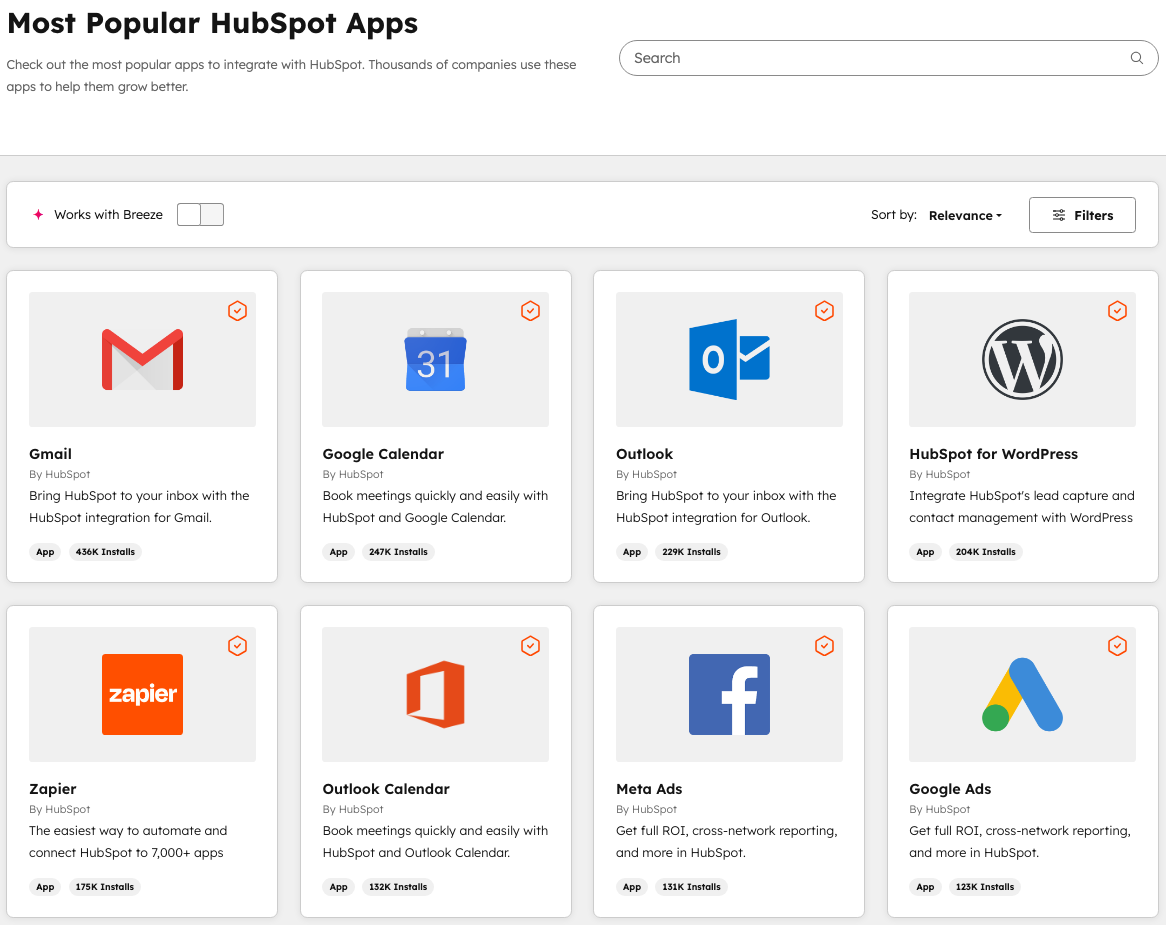 Most popular HubSpot apps