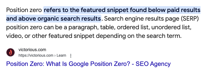Featured snippets