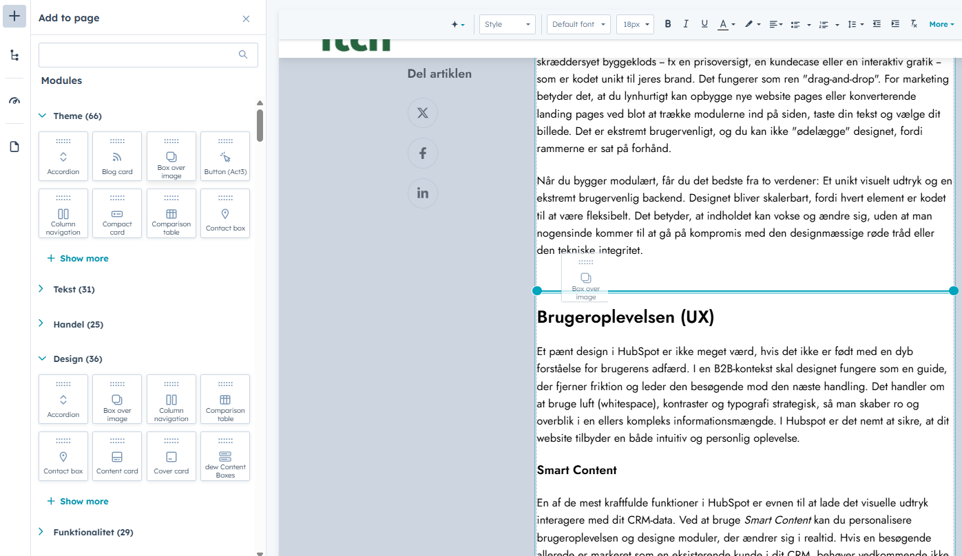 Moduler i HubSpot