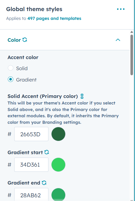 Global style settings hubspot