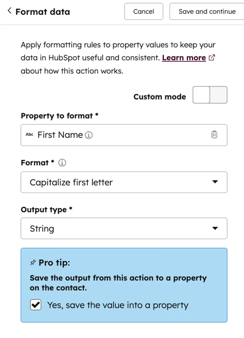 Data Formatting HubSpot
