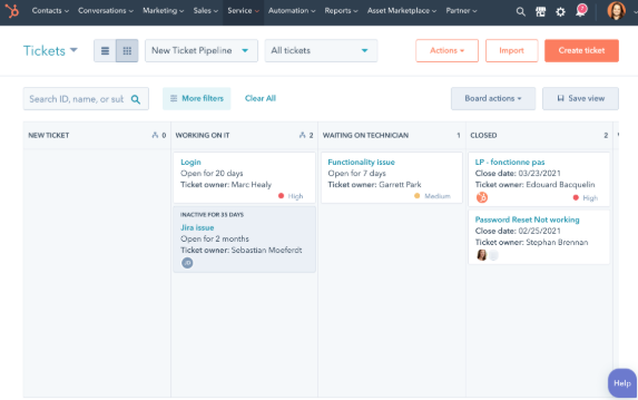 ticketing hubspot