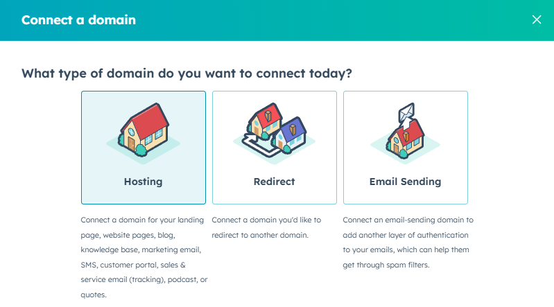Skærmbillede HubSpot connect a domain