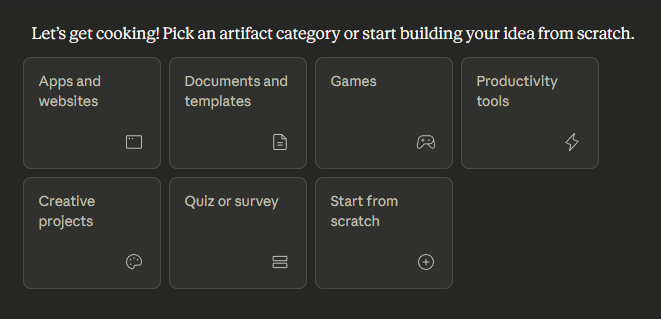 Skærmbillede af Claudes artifacts