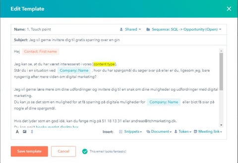 HubSpot E-mail template
