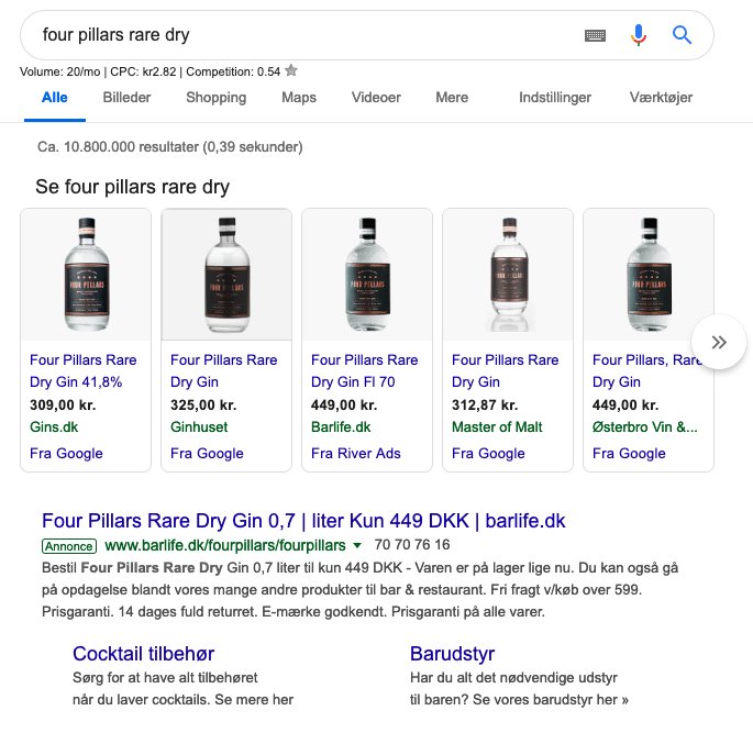Google shopping visning klassisk