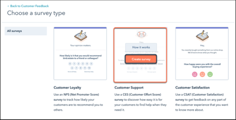 Survey typer i HubSpot Service Hub Pro