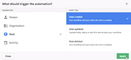 pipedrive automation triggers